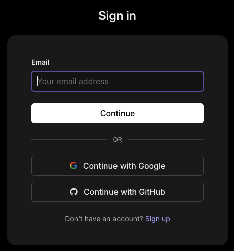 Rideful sign-in page with email, Google, and GitHub options